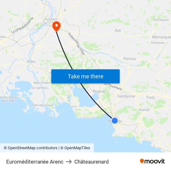 Euroméditerranée Arenc to Châteaurenard map