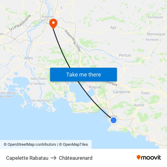 Capelette Rabatau to Châteaurenard map