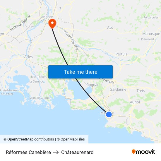 Réformés Canebière to Châteaurenard map