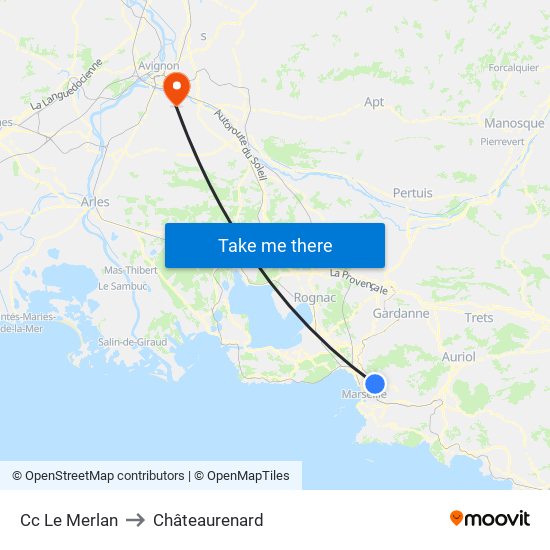 Cc Le Merlan to Châteaurenard map