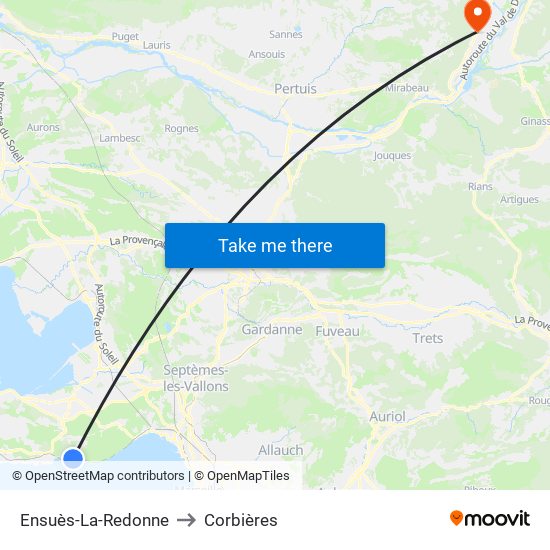 Ensuès-La-Redonne to Corbières map