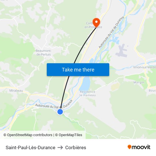 Saint-Paul-Lès-Durance to Corbières map