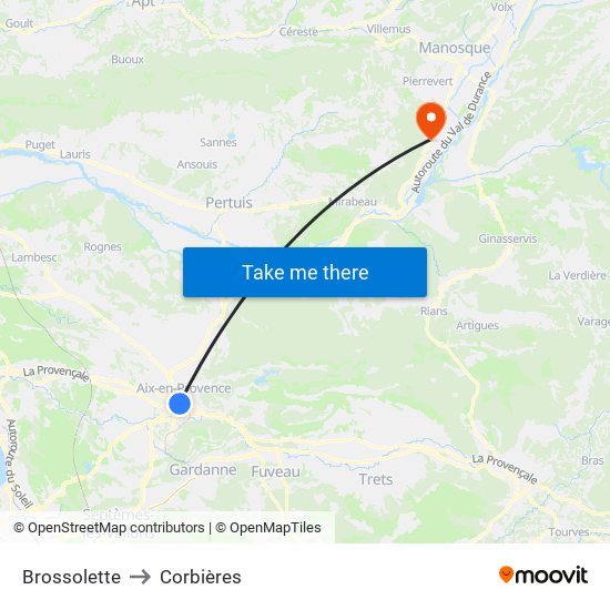 Brossolette to Corbières map
