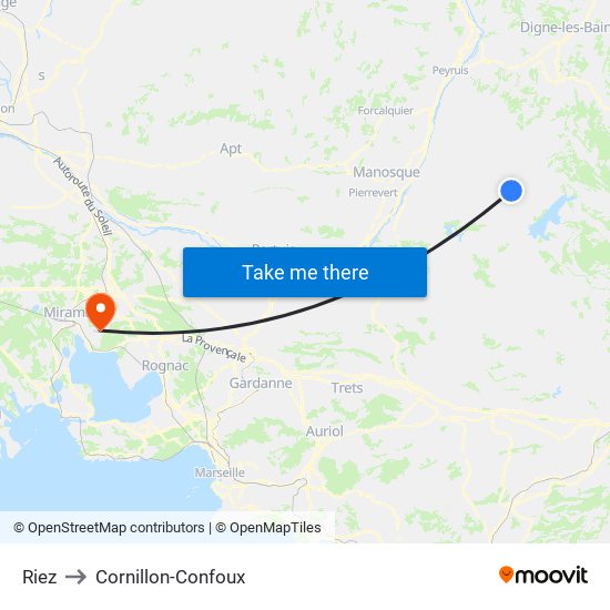 Riez to Cornillon-Confoux map