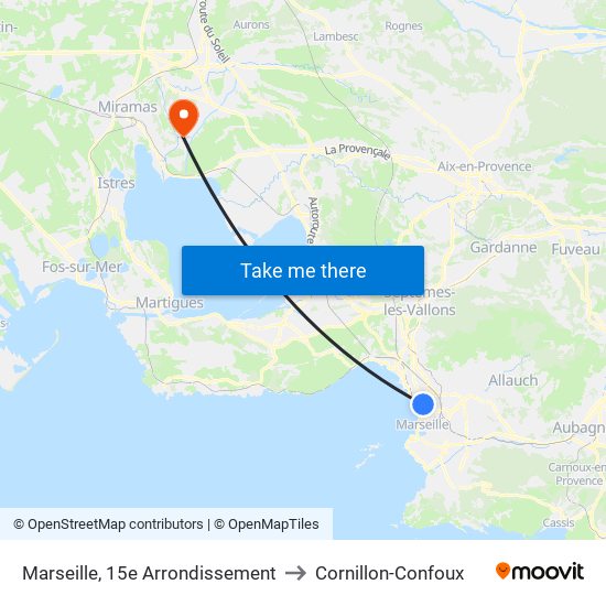 Marseille, 15e Arrondissement to Cornillon-Confoux map