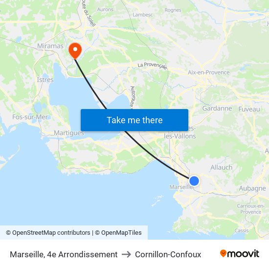 Marseille, 4e Arrondissement to Cornillon-Confoux map