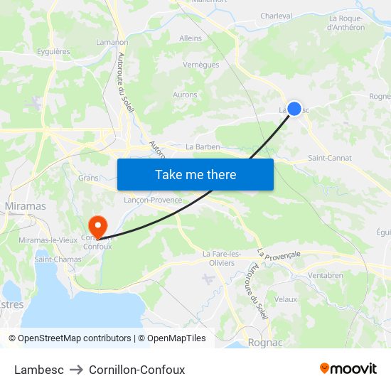 Lambesc to Cornillon-Confoux map