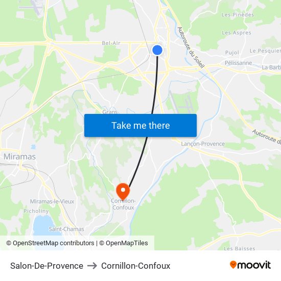 Salon-De-Provence to Cornillon-Confoux map