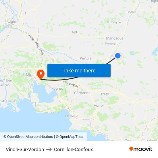 Vinon-Sur-Verdon to Cornillon-Confoux map