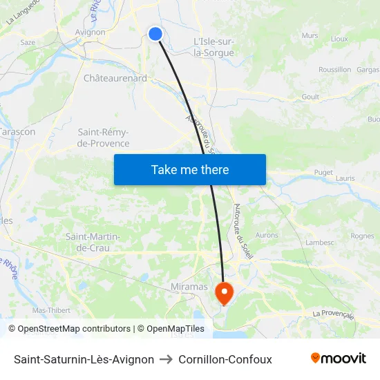 Saint-Saturnin-Lès-Avignon to Cornillon-Confoux map