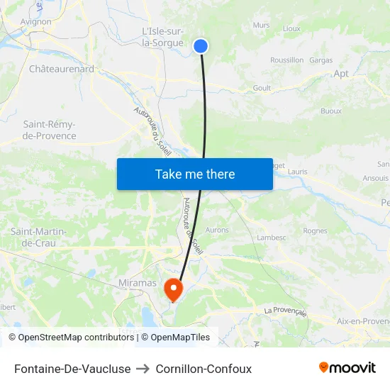 Fontaine-De-Vaucluse to Cornillon-Confoux map