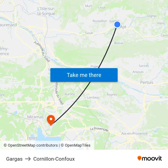 Gargas to Cornillon-Confoux map