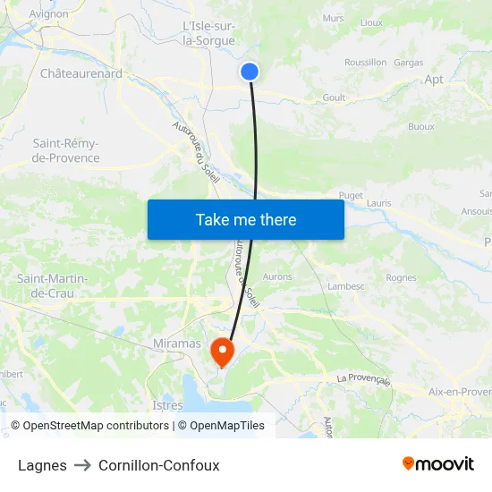 Lagnes to Cornillon-Confoux map