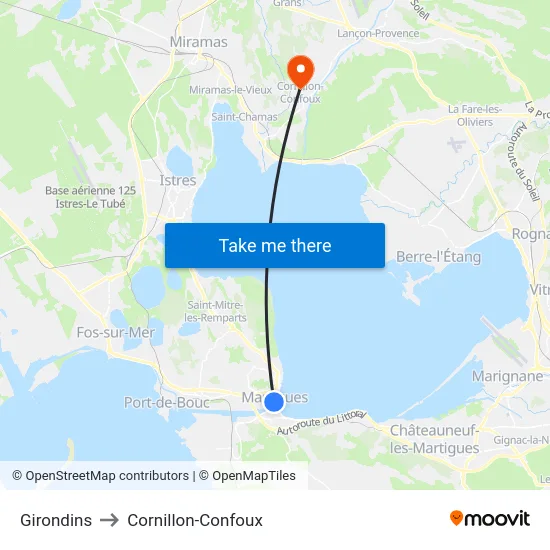 Girondins to Cornillon-Confoux map