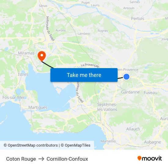 Coton Rouge to Cornillon-Confoux map