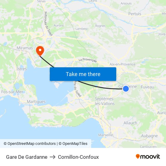 Gare De Gardanne to Cornillon-Confoux map