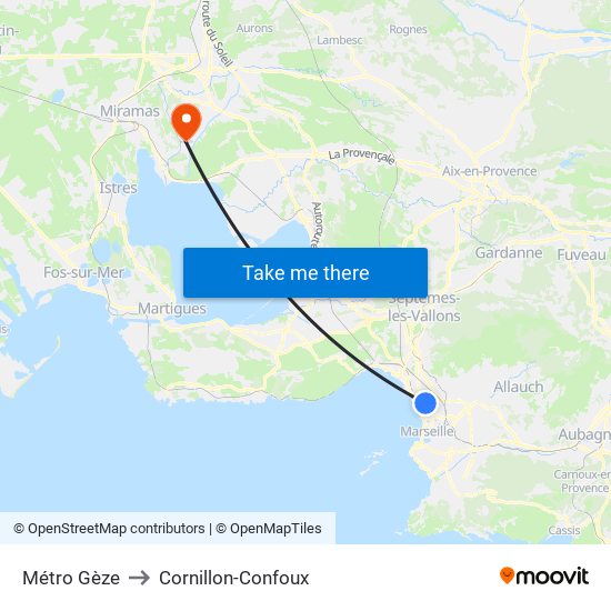 Métro Gèze to Cornillon-Confoux map