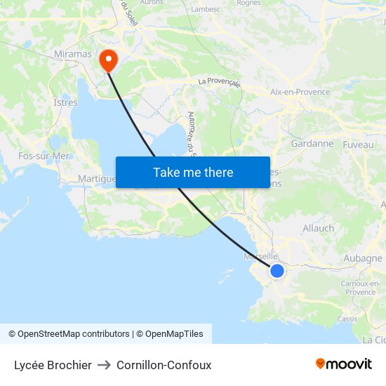 Lycée Brochier to Cornillon-Confoux map