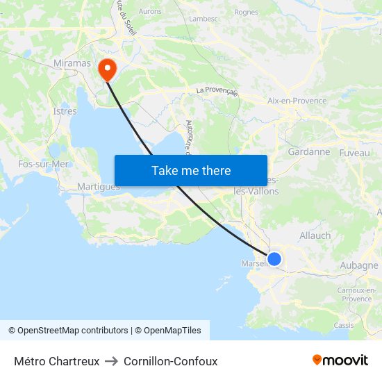 Métro Chartreux to Cornillon-Confoux map