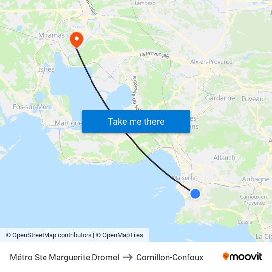 Métro Ste Marguerite Dromel to Cornillon-Confoux map