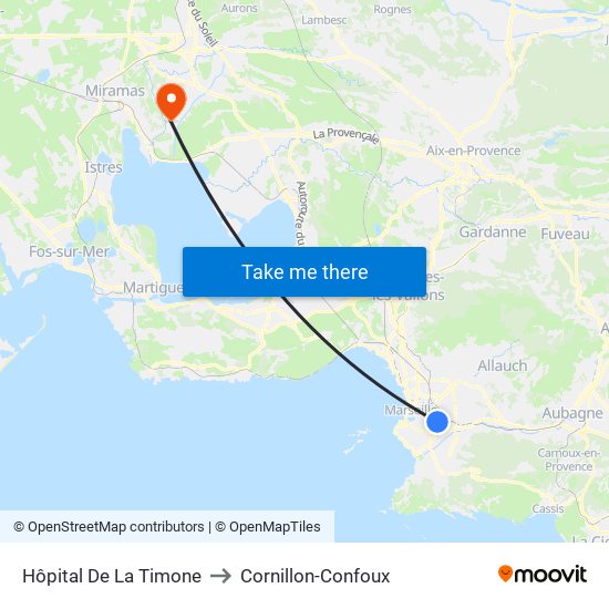 Hôpital De La Timone to Cornillon-Confoux map