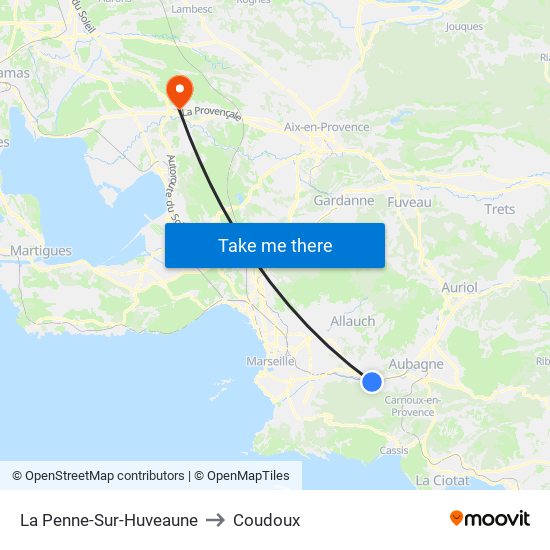 La Penne-Sur-Huveaune to Coudoux map