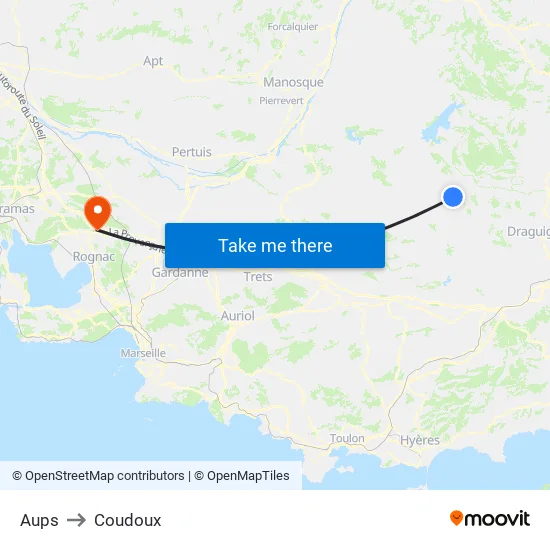 Aups to Coudoux map