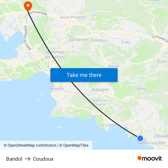 Bandol to Coudoux map