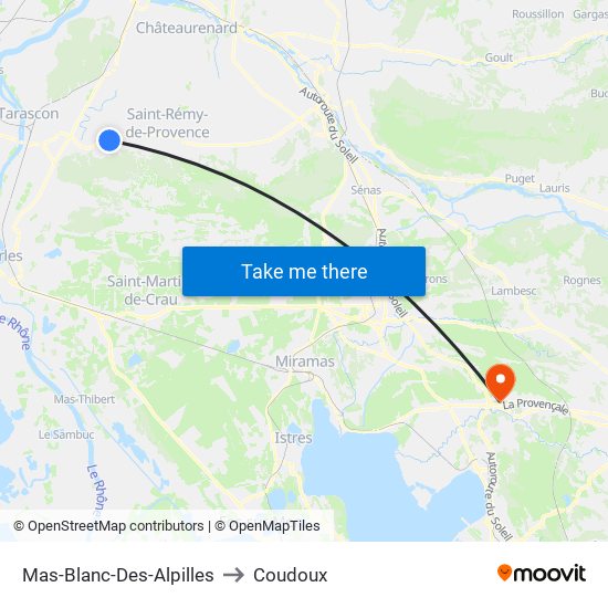 Mas-Blanc-Des-Alpilles to Coudoux map