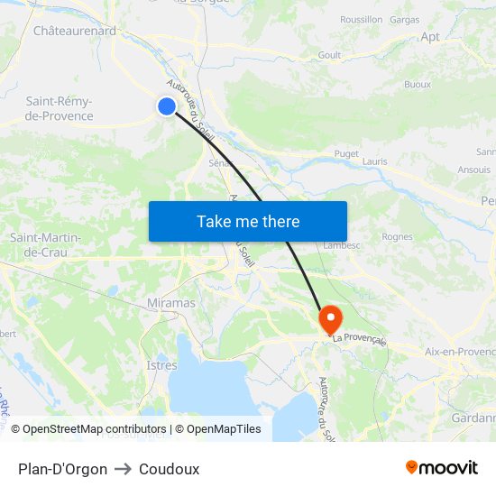 Plan-D'Orgon to Coudoux map