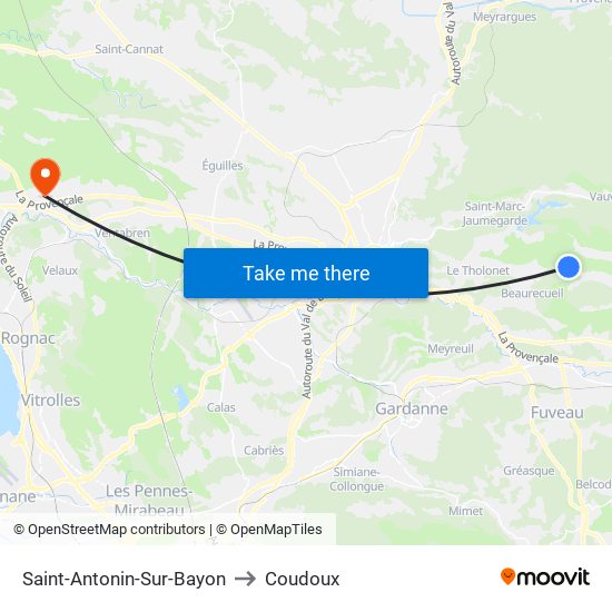 Saint-Antonin-Sur-Bayon to Coudoux map