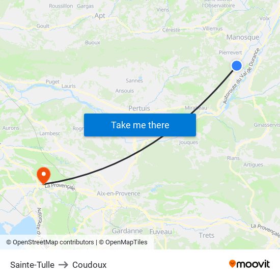 Sainte-Tulle to Coudoux map