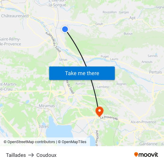 Taillades to Coudoux map