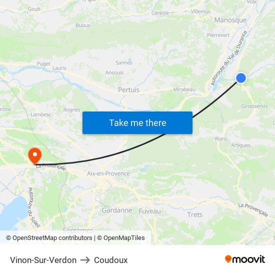 Vinon-Sur-Verdon to Coudoux map