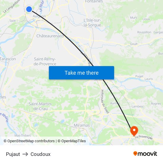 Pujaut to Coudoux map