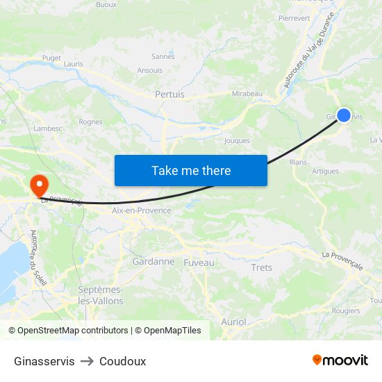 Ginasservis to Coudoux map