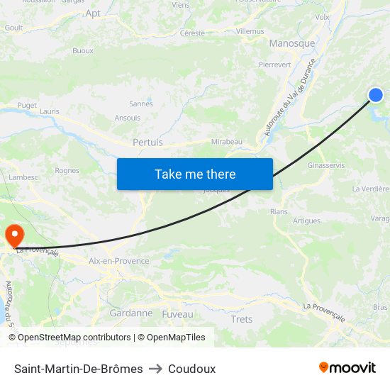 Saint-Martin-De-Brômes to Coudoux map