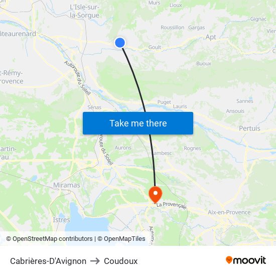 Cabrières-D'Avignon to Coudoux map