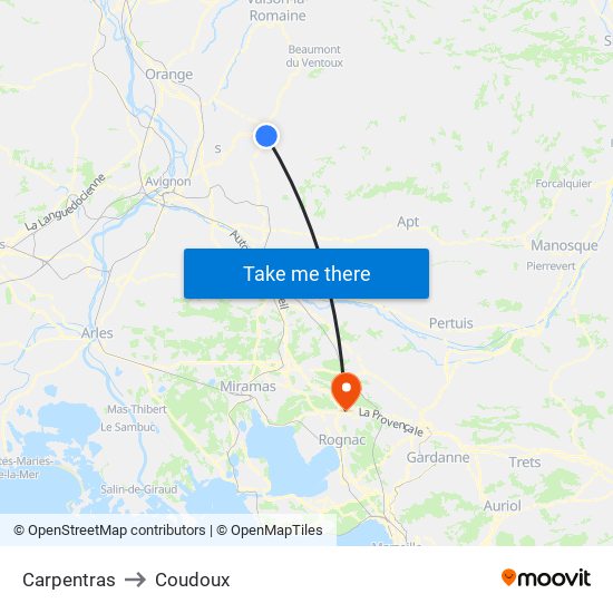 Carpentras to Coudoux map