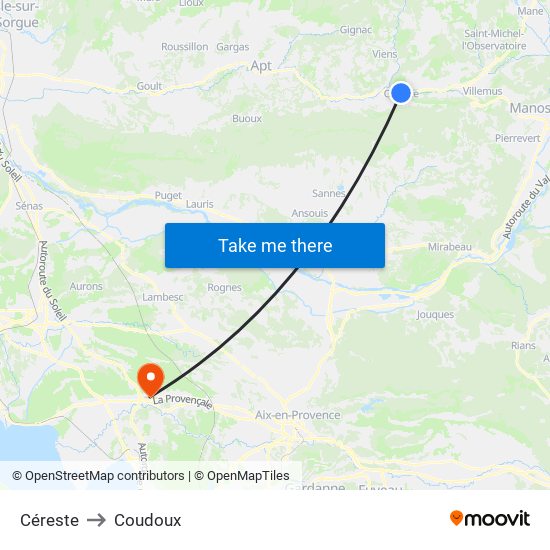 Céreste to Coudoux map