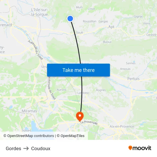 Gordes to Coudoux map