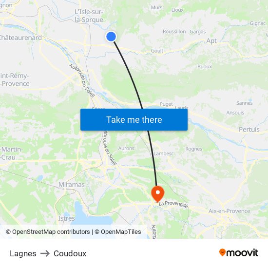 Lagnes to Coudoux map