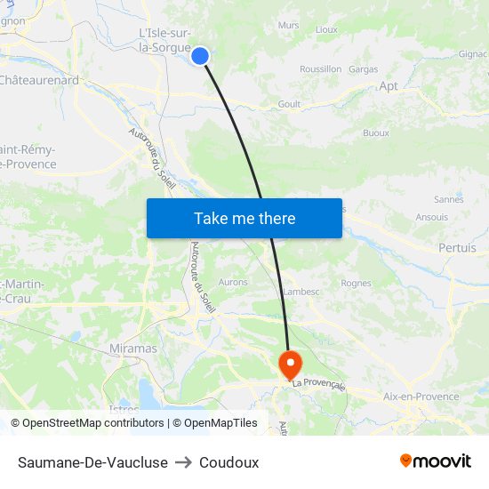 Saumane-De-Vaucluse to Coudoux map