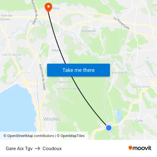 Gare Aix Tgv to Coudoux map