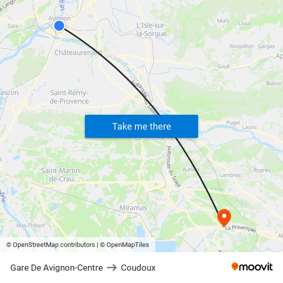 Gare De Avignon-Centre to Coudoux map