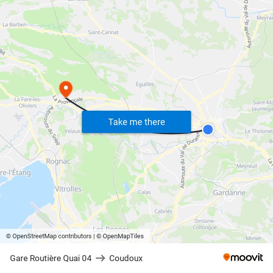Gare Routière Quai 04 to Coudoux map