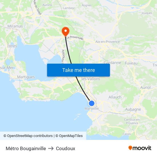 Métro Bougainville to Coudoux map