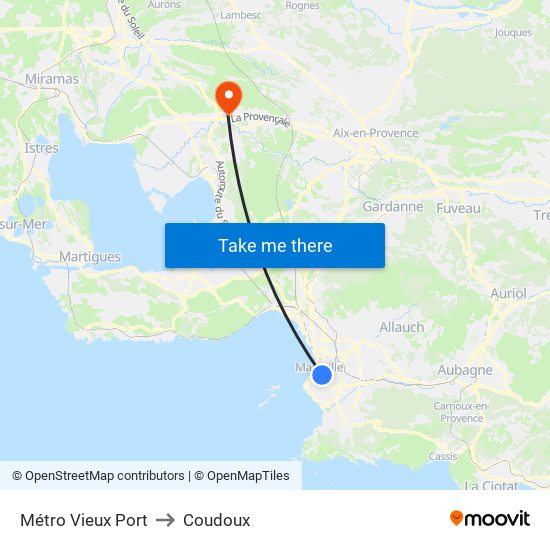 Métro Vieux Port to Coudoux map