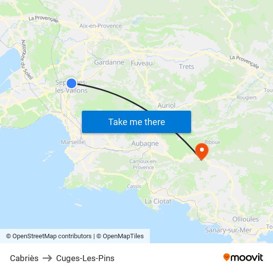 Cabriès to Cuges-Les-Pins map