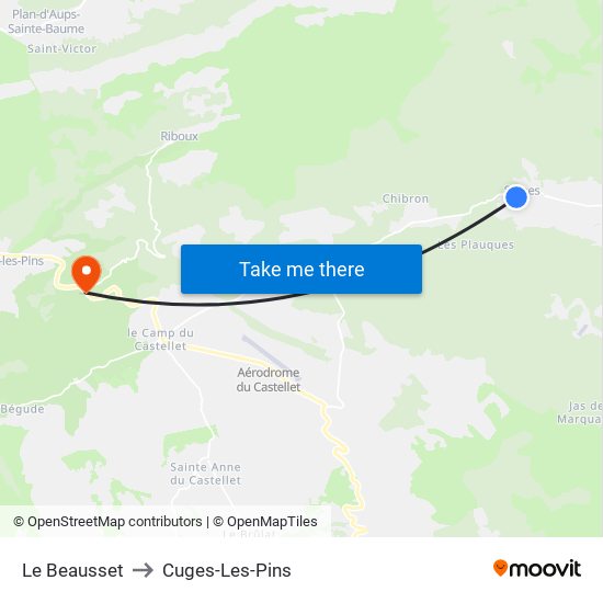 Le Beausset to Cuges-Les-Pins map